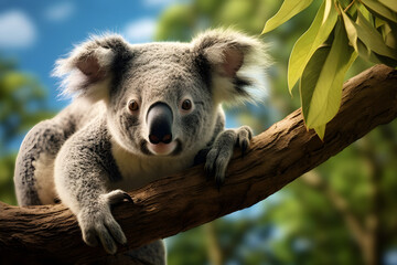 Obraz premium Cute koala resting on a tree branch Australian wildlife photography
