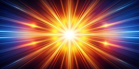 Obraz premium Abstract Light Burst - Radiating Energy, blue and orange streaks, bright center, motion blur, futuristic , speed , light