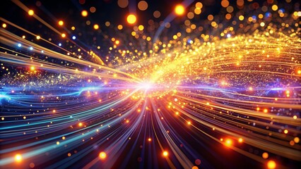 Obraz premium Abstract Golden Lines and Bokeh, Abstract, Lights, Background, Design