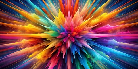 Obraz premium Abstract Burst of Color A Digital Painting of a Multicolored Explosion, digital art, abstract art, explosion art