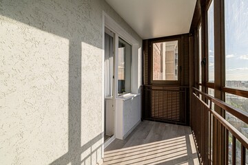 interior apartment room balcony overlooking the street, empty space without furniture