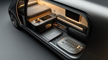  futuristic vehicle interior designed for comfort and functionality.