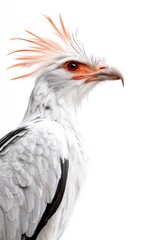 Majestic Secretary Bird with Striking Plumage Against a Clean White Background