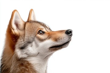 Elegant Profile of a Shiba Inu Dog Against a White Background in High-Resolution