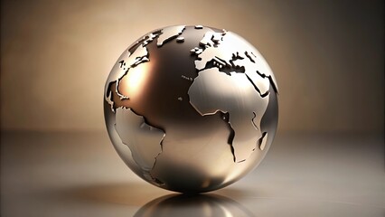 Metallic Globe Representing International Connectivity and Global Business