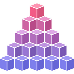 Pyramid shaped hierarchy of 3d cubes elements. Vector color illustration.
