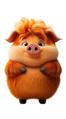 Naklejka premium Pig cartoon isolated on transparent background. png. clipart. Adorable orange pig with a chubby body, and happy eyes, rendered in a cartoon style, perfect for playful and imaginative content