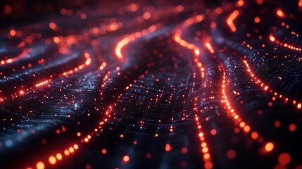 Obraz premium Visualization of data mining industry luminous information nodes glowing pathways extraction algorithms for advanced insights