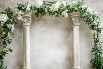 Background with flowers in a wall wedding generative AI