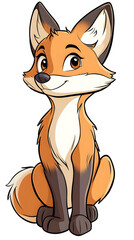 Obraz premium Cartoon Red Fox in the Forest Illustration with Cute Tail and Orange Fur