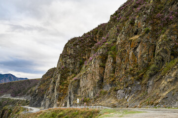 Katun river, in the Altai mountains, Gloomy autumn days.