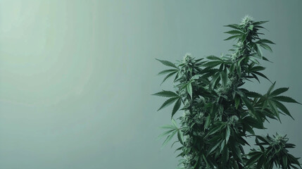 Obraz premium Cannabis plant with lush buds and leaves, isolated against a white background