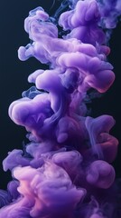 Obraz premium Vibrant purple smoke swirling in abstract patterns, creating a captivating contrast against a black backdrop