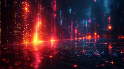 Cityscape of dynamic business strategies illuminated data streams glowing analytical visuals and pathways representing growth in the digital world