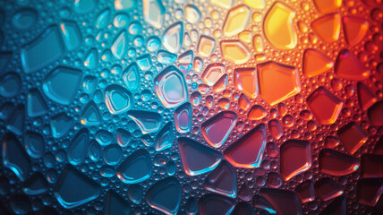 Glass shards with orange and blue reflections