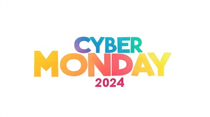 Obraz premium Cyber Monday 2024 Gradient Text Design on White Background