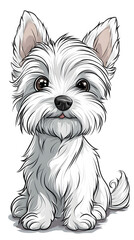 Cartoon happy baby dog pet with cute smile vector illustration