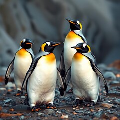 Fototapeta premium Pingüinos en su habitat natural, emperador, naturaleza salvaje