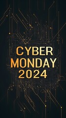 Cyber Monday 2024 with Geometric Patterns and Vibrant Text