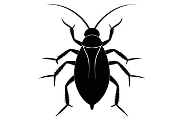 Fototapeta premium Cockroach silhouette, cockroach icon vector on white background
