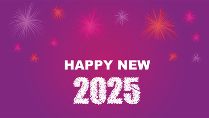 Happy New Year 2025 Fireworks Celebration Purple Design