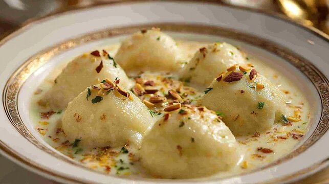 Indian ras malai, soft milk dumplings