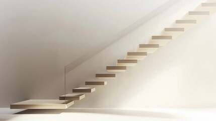 Fototapeta premium Modern Floating Staircase with Glass Balustrade