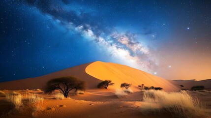 Untouched nature otherworldly, Otherworldly Dunes Under a Starry Night Sky