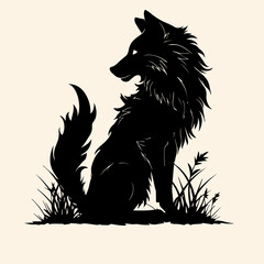 vector animal illustration, logo, silhouette with a wolf