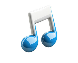 Blue and white 3D musical note icon symbolizing music and sound