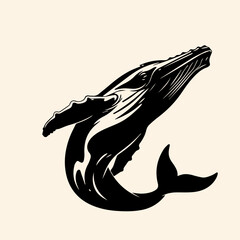 vector animal illustration, logo, silhouette with a whale