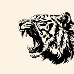 Vector animal illustration, logo, silhouette with tiger face