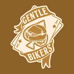 Gentle Bikers Playcard Helmet Vintage Design Vector Illustration