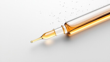 Macro shot of a dropper with golden liquid, showcasing precision and beauty in design.