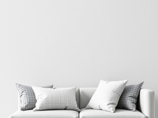 Assortment of gray cushions on a plain background, textural, grey, modern