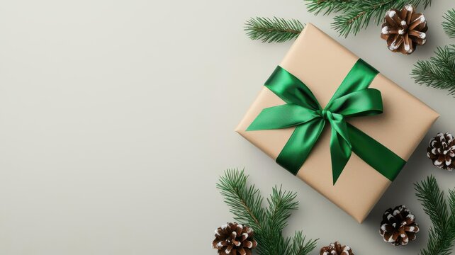 christmas gift concept. Instagram carousel post with sustainable Christmas gift ideas wrapped in green ribbon