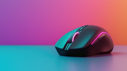 mouse rgb concept. Gaming mouse on colorful gradient background