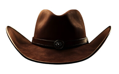 a cowboy hat made of dark brown leather, isolated on a transparent background