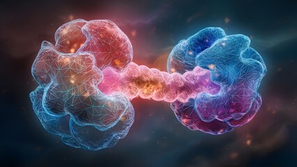 Obraz premium Abstract visualization of a complex protein molecule