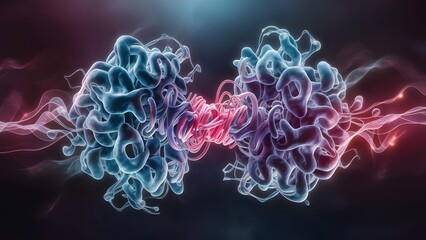 Obraz premium Abstract visualization of a complex protein molecule