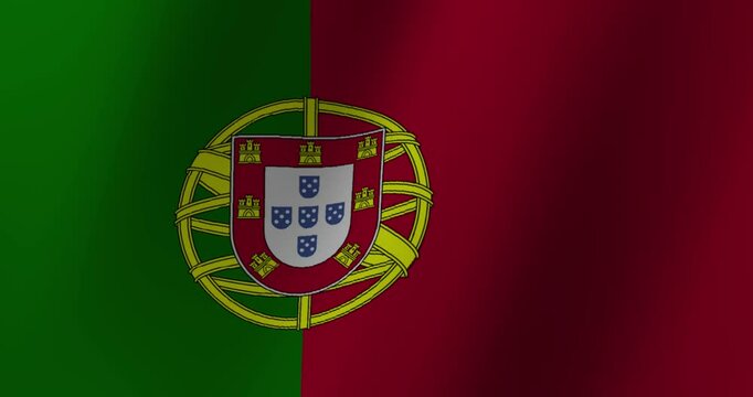 Detailed close-up of the Portuguese national flag.