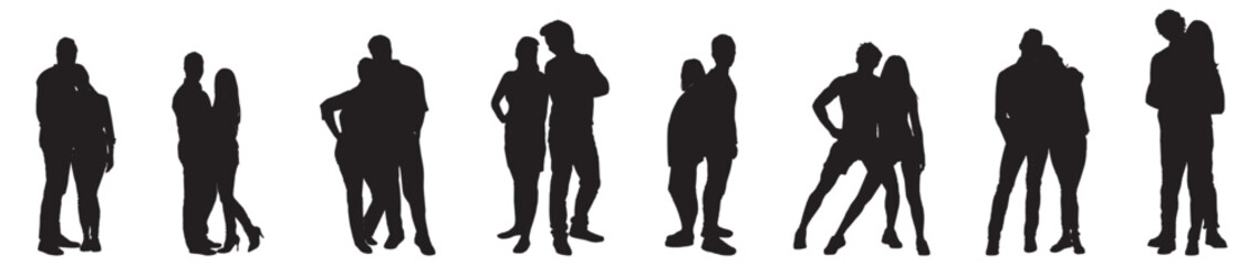 people couple full isolated silhouette