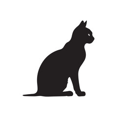 Stylish Cat Vector Silhouette Design on White Background