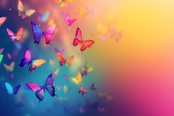 Colorful Butterflies in a Dreamy Gradient Background