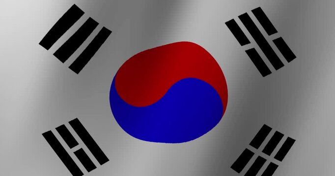Waving South Korean Flag Symbolizes National Pride