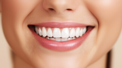 Fototapeta premium Healthy teeth smile woman beauty face natural make up