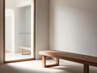 Fototapeta premium Warm Bench by Window in Private Gym Space.