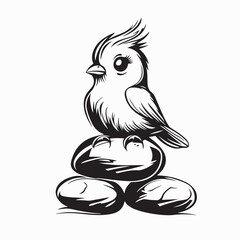 Chicks on the Pile of Rocks image vector illustration isolated on white background