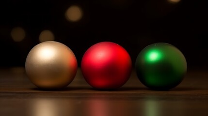 Naklejka premium Three Christmas Ornaments Arranged in a Row