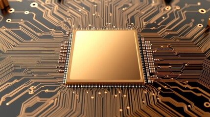 Intricate close-up of an integrated circuit on a motherboard showcasing advanced electronic components and detailed metal work